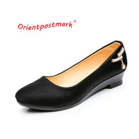 Women Ballet Shoes Women Wedges Shoes for Work Cloth Sweet Loafers Slip On Women&#39;s Pregnant Wedges  Shoes Oversize Boat Shoes