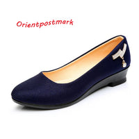 Women Ballet Shoes Women Wedges Shoes for Work Cloth Sweet Loafers Slip On Women&#39;s Pregnant Wedges  Shoes Oversize Boat Shoes