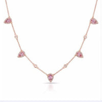 Bohemia NEWest gold color Pink stone statement chain necklace choker fashion jewelry for women elegance gift stylish jewelry