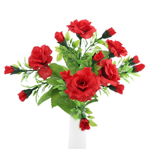 15 Heads French Silk Rose Flowers bouquet Royal Upscale Fake Flower Wedding Car Decoration Home Graden Decor 6 Colors A9440