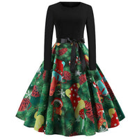 Women Dress Winter Christmas Dresses Women O neck Vintage Robe Elegant Party Dress Long Sleeve Casual Plus Size Print Black #L10 on AliExpress