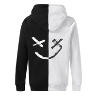 JAYCOSIN Unisex Hoodie Two Color Splicing Smiley Print Fashion Hoodie Sweat Comfort Pocket Casual XL 3XL 4XL 5XL