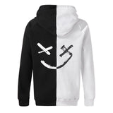 JAYCOSIN Unisex Hoodie Two Color Splicing Smiley Print Fashion Hoodie Sweat Comfort Pocket Casual XL 3XL 4XL 5XL