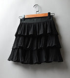 2019 Summer Women Elasticity Waist Mini Skirt Ladies Chiffon Skirt Ladies Casual Cake Skirts Black White Femme Pleated Skirts