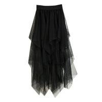 Womens Tulle Skirts Womens Casual Comfortable Tulle Skirt Elastic High Waist Pleated Midi Skirt Ladies women clothes 2019 #626