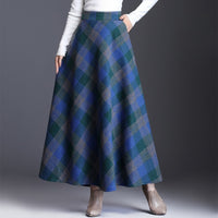 HAYBLST Brand Skirt Womens 2019Autumn Winter Plus Size3XL Elegant Korean Style Fashion Plaid Tall Waist Long Clothing Thickening