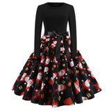 Women Dress Winter Christmas Dresses Women O neck Vintage Robe Elegant Party Dress Long Sleeve Casual Plus Size Print Black #L10 on AliExpress