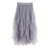 Womens Tulle Skirts Womens Casual Comfortable Tulle Skirt Elastic High Waist Pleated Midi Skirt Ladies women clothes 2019 #626