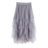Womens Tulle Skirts Womens Casual Comfortable Tulle Skirt Elastic High Waist Pleated Midi Skirt Ladies women clothes 2019 #626