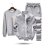2019 New Men Sets Fashion Autumn Spring Sporting Suit Sweatshirt +Sweatpants Mens Clothing 3 Pieces Sets Slim Tracksuit