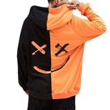 JAYCOSIN Unisex Hoodie Two Color Splicing Smiley Print Fashion Hoodie Sweat Comfort Pocket Casual XL 3XL 4XL 5XL