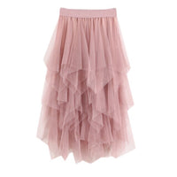 Womens Tulle Skirts Womens Casual Comfortable Tulle Skirt Elastic High Waist Pleated Midi Skirt Ladies women clothes 2019 #626