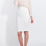 2019 Spring High Waist Office Bodycon Midi Skirts New White Women Midi Pencil Skirt Zipper Split Knee Length Skirt