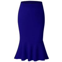 Summer Fashion Women High Waist Mermaid Skirt Lady Office Wear Skirt Solid Color Large Size Knee Length Trumpet Skirts