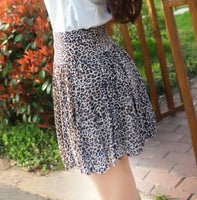 FORERUN 2018 Summer Skirt Mini Fashion High Waist Skirts Pleated Flower Leopard Print Women Skirts